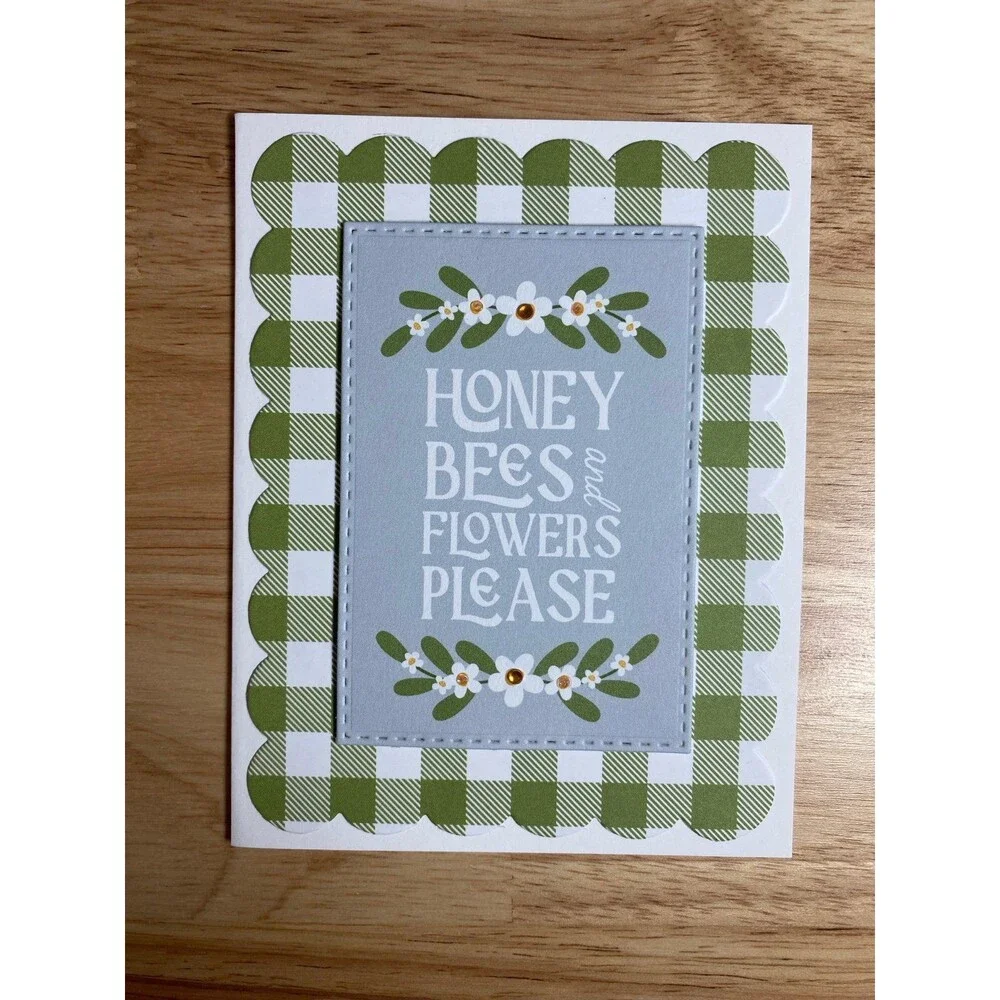 Bee & Flowers Greeting Card – Handmade A2 Card – All Occasion Blank Card